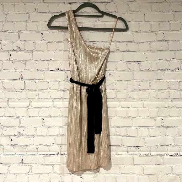 Express one-shoulder dress. Champagne/gold. Size XS. NWT. - Picture 1 of 4
